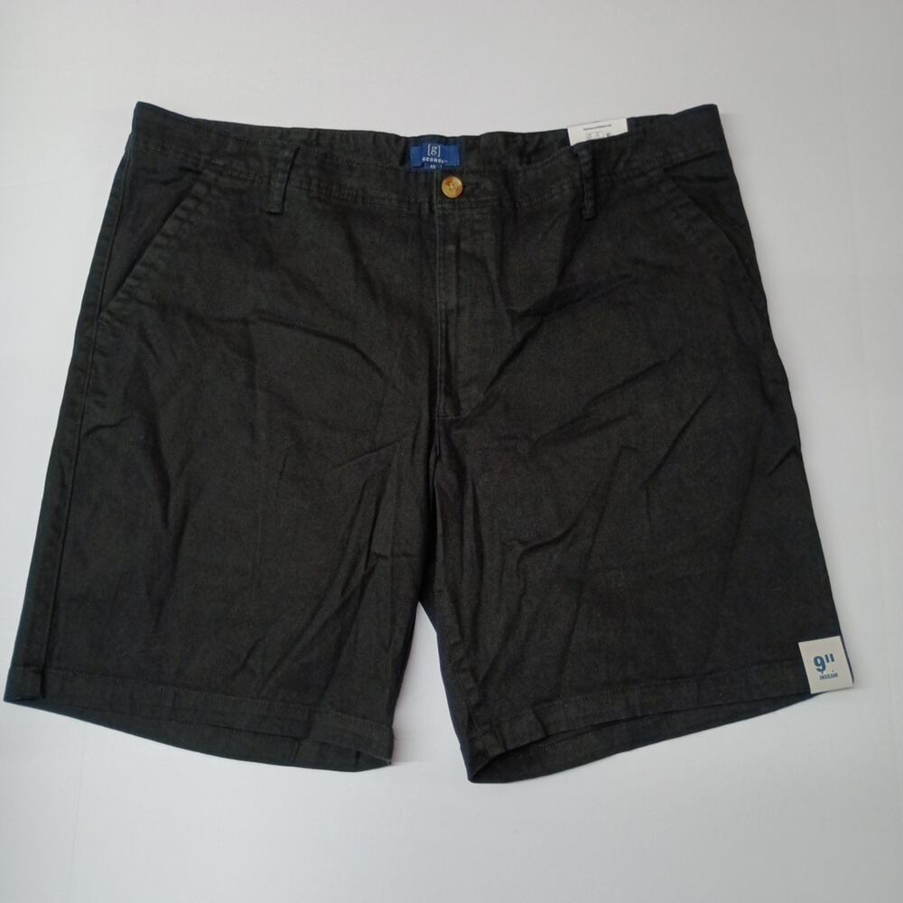 George Twill Shorts Men's Size 40 Black Flat Front 9" Inseam
